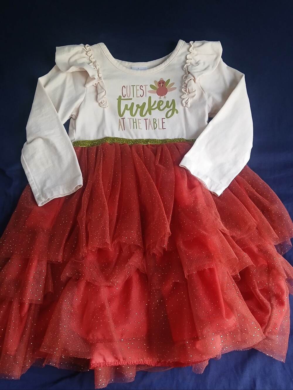 Girls Cream and Red 'Cutest Turkey at the Table' Tutu Dress 5T